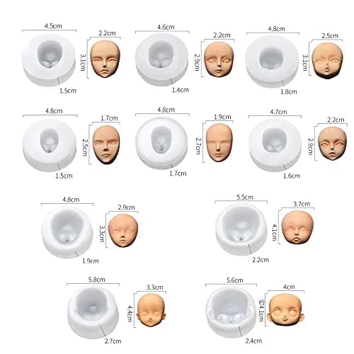 Cestony 10Pcs Human Face Silicone Molds | DIY Cake Fondant Biscuit Sugar Pudding Chocolate Hard Candies Dessert Candle Decor Polymer Clay thumbnail 2