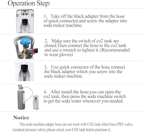 VaVoger Soda Machine Co2 Adapter with High Pressure Stainless Steel Hose 36 inch | Compatible with Jet Aqua Fizz thumbnail 6