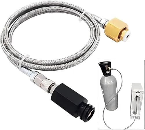 VaVoger Soda Machine Co2 Adapter with High Pressure Stainless Steel Hose 36 inch | Compatible with Jet Aqua Fizz thumbnail 7
