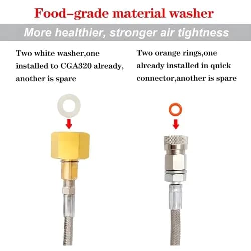 VaVoger Soda Machine Co2 Adapter with High Pressure Stainless Steel Hose 36 inch | Compatible with Jet Aqua Fizz thumbnail 3