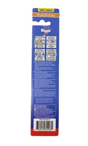 Brush Buddies Blippi Kids Toothbrush with Travel Cap | Soft Bristle, Multicolor, 2 Count thumbnail 2