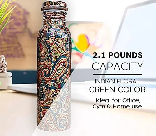 KC Pure Copper Water Bottle 1000ml (33.8 oz) | Ayurveda & Yoga Health Benefits thumbnail 5