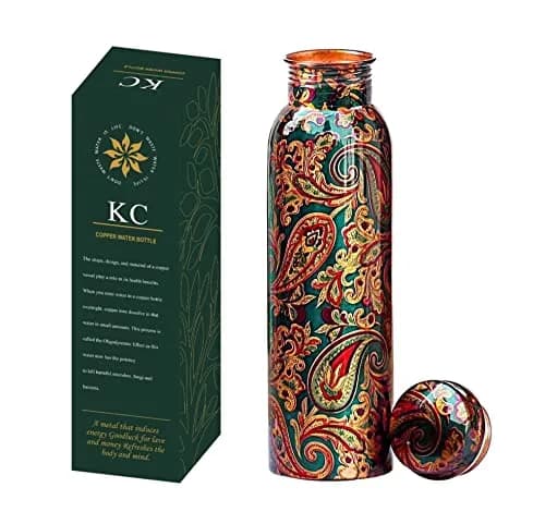 KC Pure Copper Water Bottle 1000ml (33.8 oz) | Ayurveda & Yoga Health Benefits thumbnail 1
