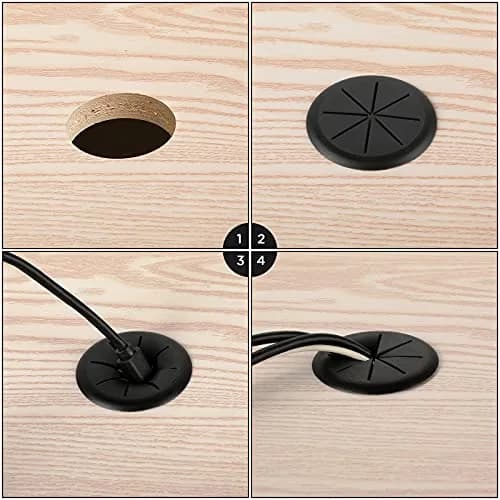 HYCC Black 2 Pack 2 Inch Flexible Desk Grommet | Organizes Wires Effectively thumbnail 5