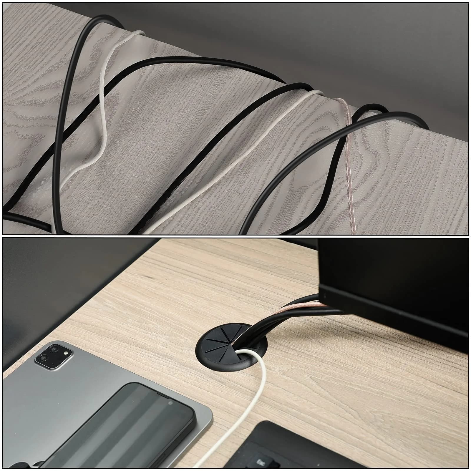 HYCC Black 2 Pack 2 Inch Flexible Desk Grommet | Organizes Wires Effectively - view 6