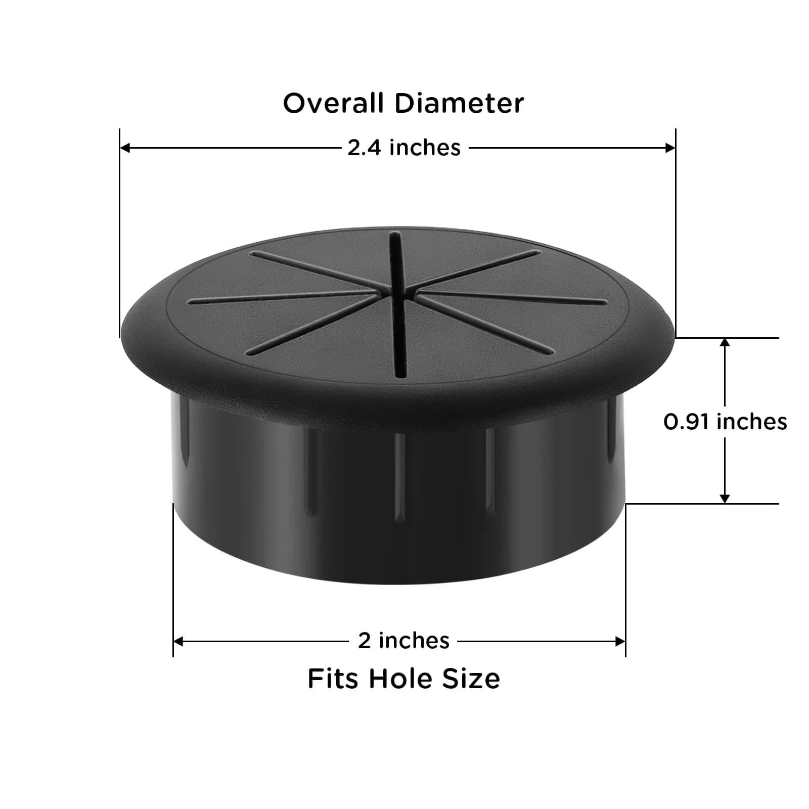 HYCC Black 2 Pack 2 Inch Flexible Desk Grommet | Organizes Wires Effectively - view 4