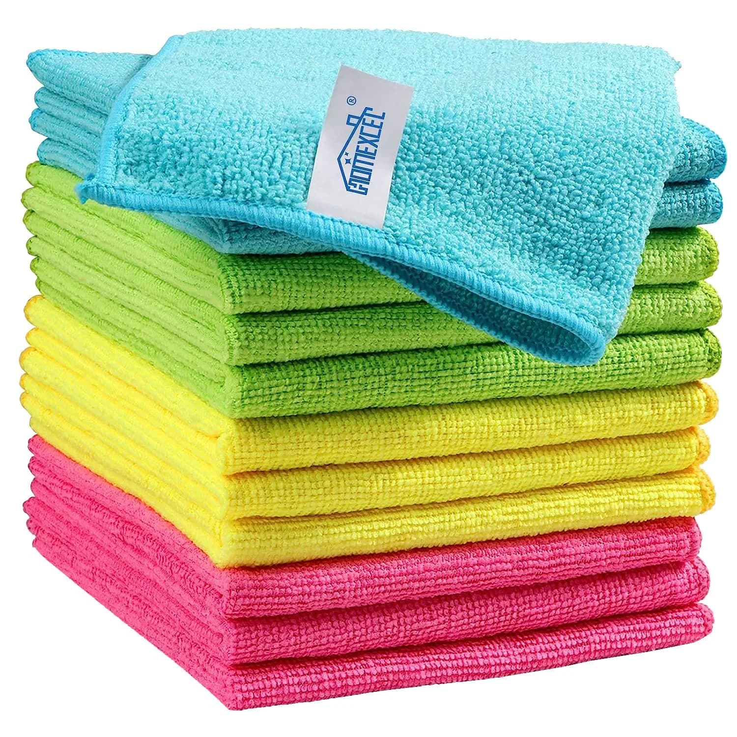 HOMEXCEL Microfiber Cleaning Cloths, 4 Color Assorted | Lint-Free & Scratch-Free — Multicolor