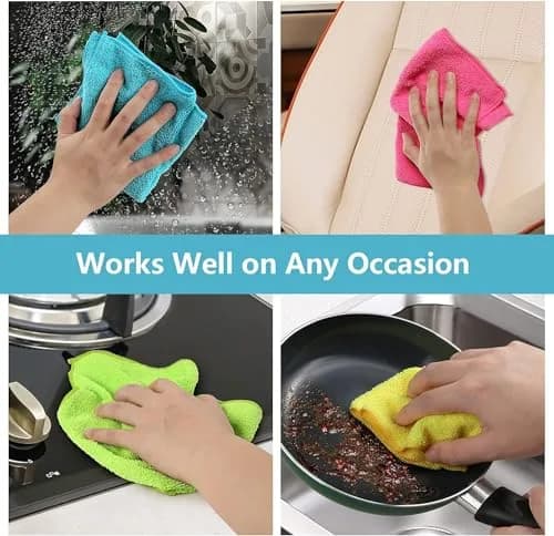 HOMEXCEL Microfiber Cleaning Cloths 12 Pack, 29cm x 29cm (11.5x11.5in) | Streak-Free Cleaning for Home & Auto thumbnail 6