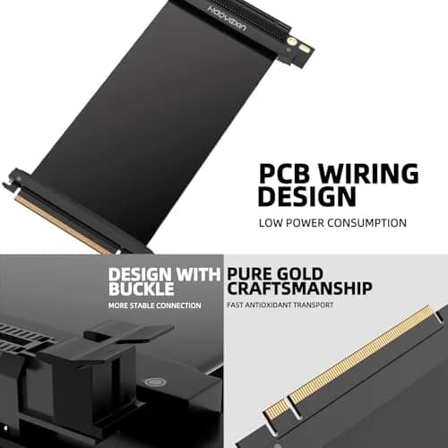 HAOYEXIN PCIE 3.0 X16 Extension Cable 20cm (8 inch) | Right Angle Connector for Vertical Installation thumbnail 3