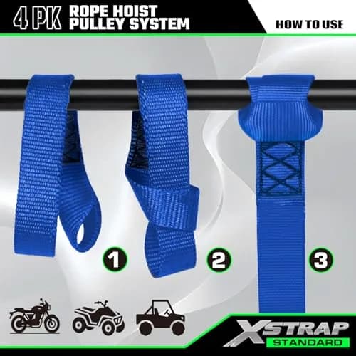 XSTRAP STANDARD Heavy-Duty 50 FT Reflective Rope Hoist Pulley System with 1000lb Capacity | 15.2m (50 ft) Black thumbnail 3