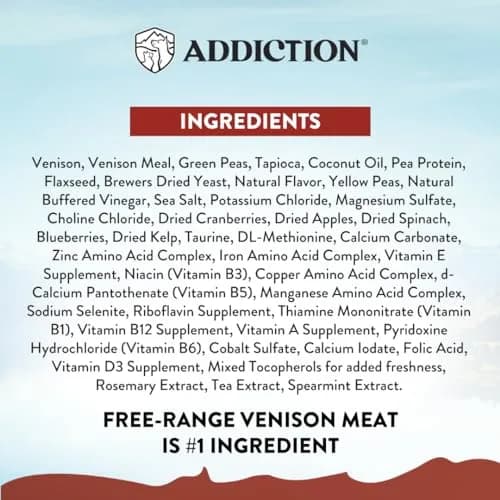 Addiction Viva La Venison Dog Food – Grain-Free Dry Dog Food with Novel Protein & Prebiotics, No Chicken, Beef, or Turkey – Made in New Zealand 4lb thumbnail 7