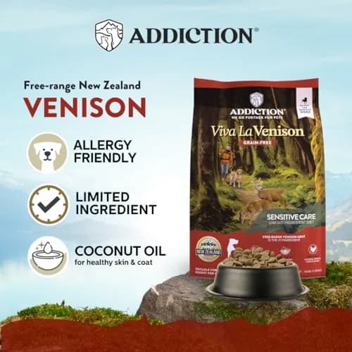 Addiction Viva La Venison Dog Food – Grain-Free Dry Dog Food with Novel Protein & Prebiotics, No Chicken, Beef, or Turkey – Made in New Zealand 4lb thumbnail 2