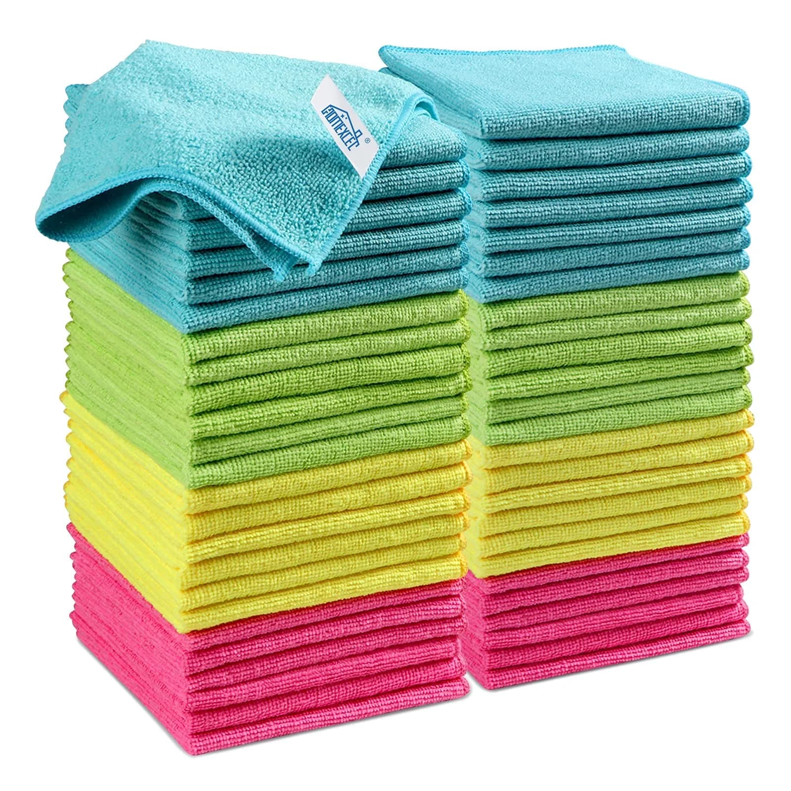 HOMEXCEL 50PK Microfiber Cleaning Cloth, 11.5x11.5in | Scratch-Free & Ultra-Absorbent