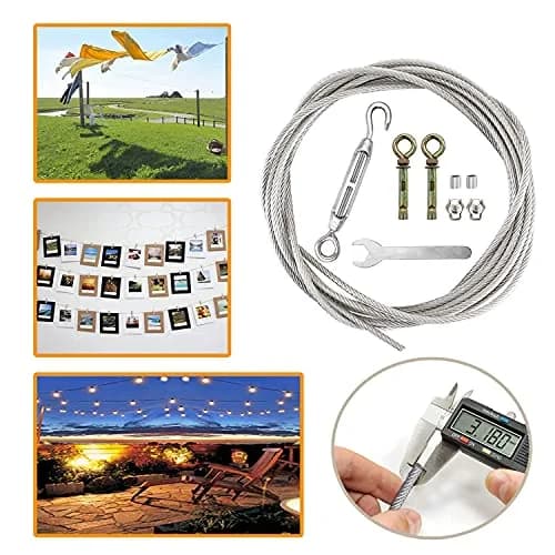 MHY 32ft (9.75m) Heavy Duty Stainless Steel Clothesline | Retractable System for Outdoor/Indoor Drying thumbnail 4