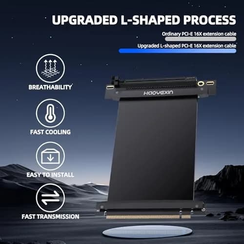 HAOYEXIN PCIE 3.0 X16 Extension Cable 15cm (5.9 inches) | Right Angle Connector for Vertical Installation thumbnail 5