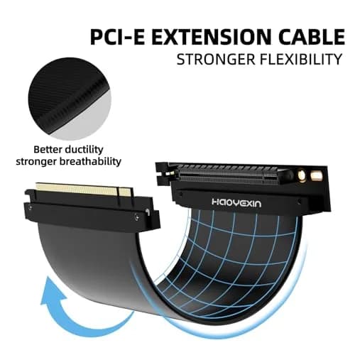 HAOYEXIN PCIE 3.0 X16 Extension Cable 15cm (5.9 inches) | Right Angle Connector for Vertical Installation thumbnail 3