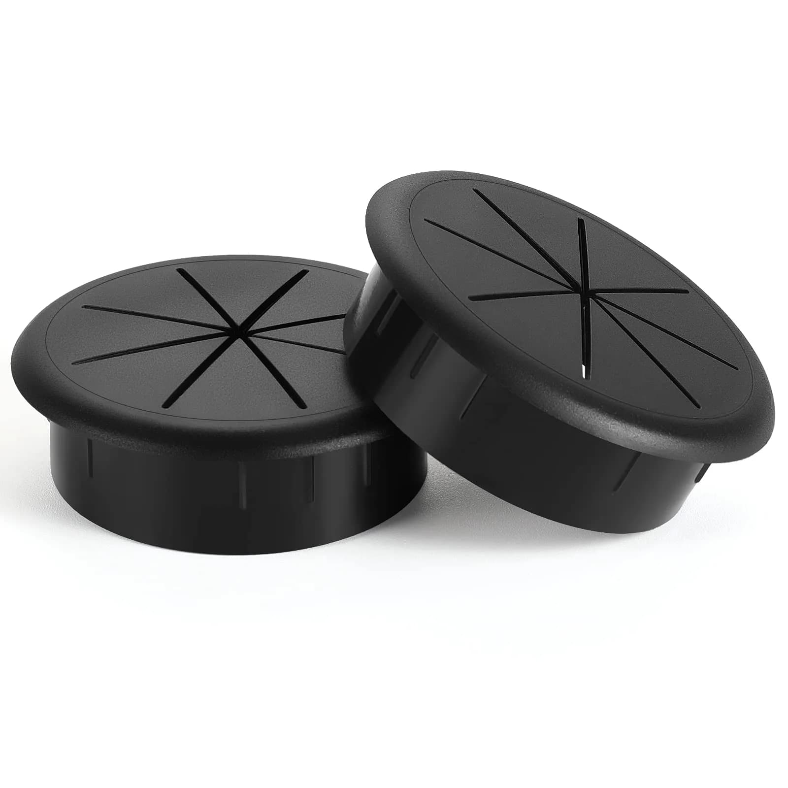 HYCC Black 2-3/8 Inch Flexible Desk Grommet (2-Pack) - Effective Cable Management - main product image