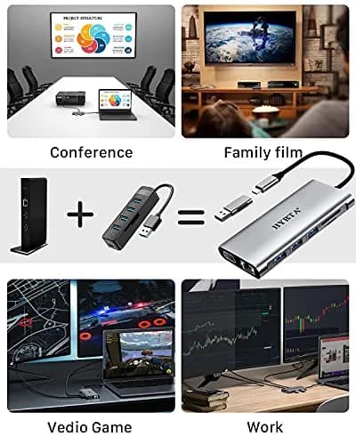 HYRTA 12-in-1 USB C Docking Station Dual Monitor 22.8 cm (8.98 in) | Triple Display Expansion for Laptops thumbnail 6