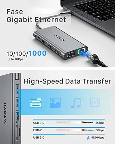 HYRTA 12-in-1 USB C Docking Station Dual Monitor 22.8 cm (8.98 in) | Triple Display Expansion for Laptops thumbnail 7