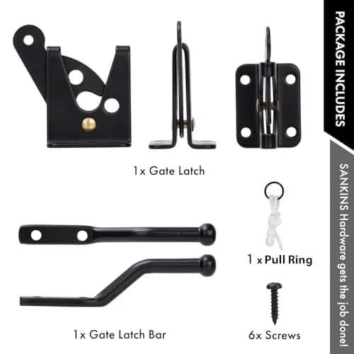 SANKINS Self Locking Gate Latch for Wooden Fence with Pull String | Heavy Duty, Lockable, Easy Install thumbnail 5
