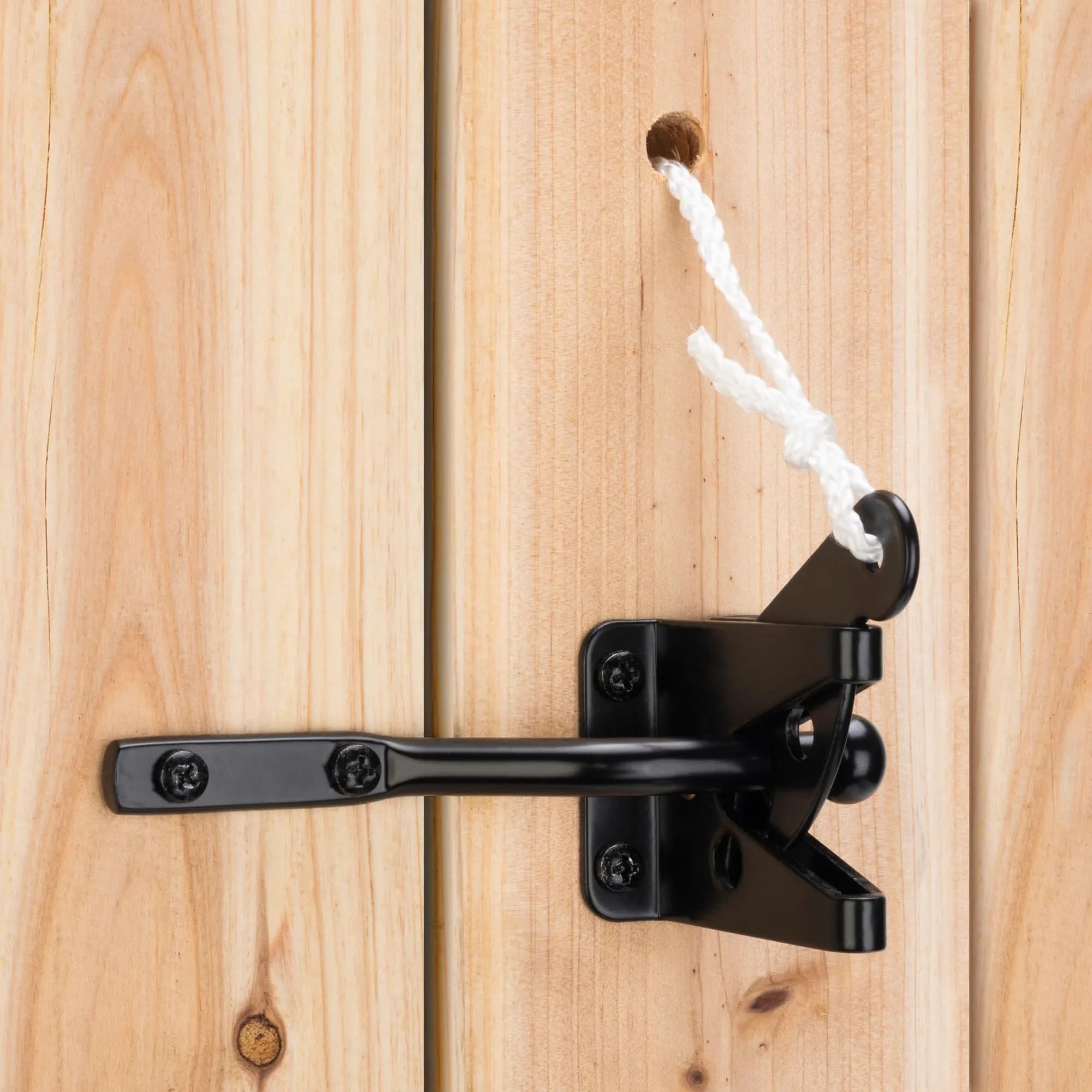 SANKINS Self Locking Gate Latch for Wooden Fence with Pull String | Heavy Duty, Lockable, Easy Install — With Pull Ring
