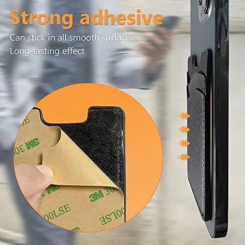 Puxnoin Leather Phone Card Holder | Slim Stick-On Wallet for Smartphones Above 4.7" thumbnail 4