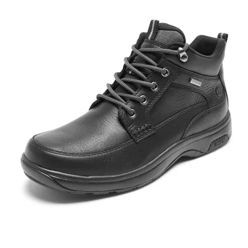 Dunham Men's 8000 Mid Boot Ankle, Black Leather, 11 X-Wide | Waterproof, Slip-Resistant & Extended Fit thumbnail 1