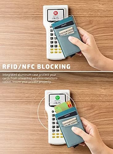 VULKIT Emerald Green Pop Up Card Holder Wallet with Money Pocket - RFID Blocking Slim Metal Bank Card Case thumbnail 3