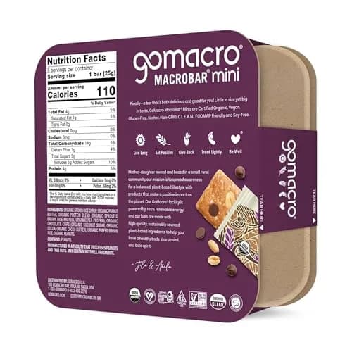 GoMacro Organic Peanut Butter Chocolate Chip Mini MacroBars 8 Pack | Vegan & Gluten-Free Snack thumbnail 3