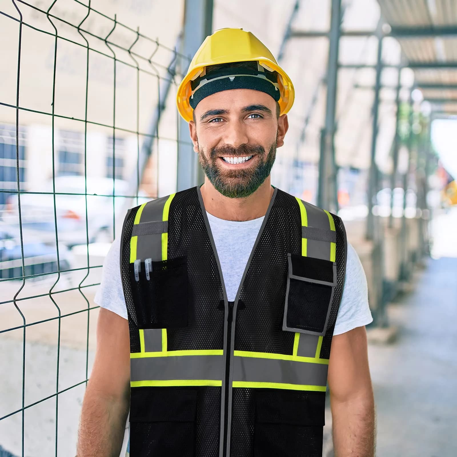 SKSAFETY Black Safety Vest with Zipper and Reflective Strips, Class 2 ANSI/ISEA Standard, 3XL - view 9