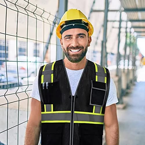 SKSAFETY Black Safety Vest with Zipper and Reflective Strips, Class 2 ANSI/ISEA Standard, 3XL thumbnail 9