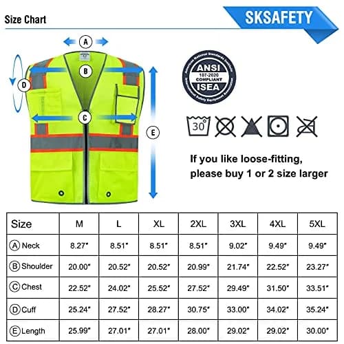 SKSAFETY Class 2 High Visibility Safety Vest 3XL (Lime) | ANSI/ISEA 107-2020 Compliant thumbnail 7