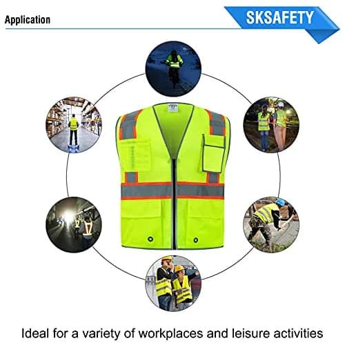 SKSAFETY Class 2 High Visibility Safety Vest 3XL (Lime) | ANSI/ISEA 107-2020 Compliant thumbnail 8
