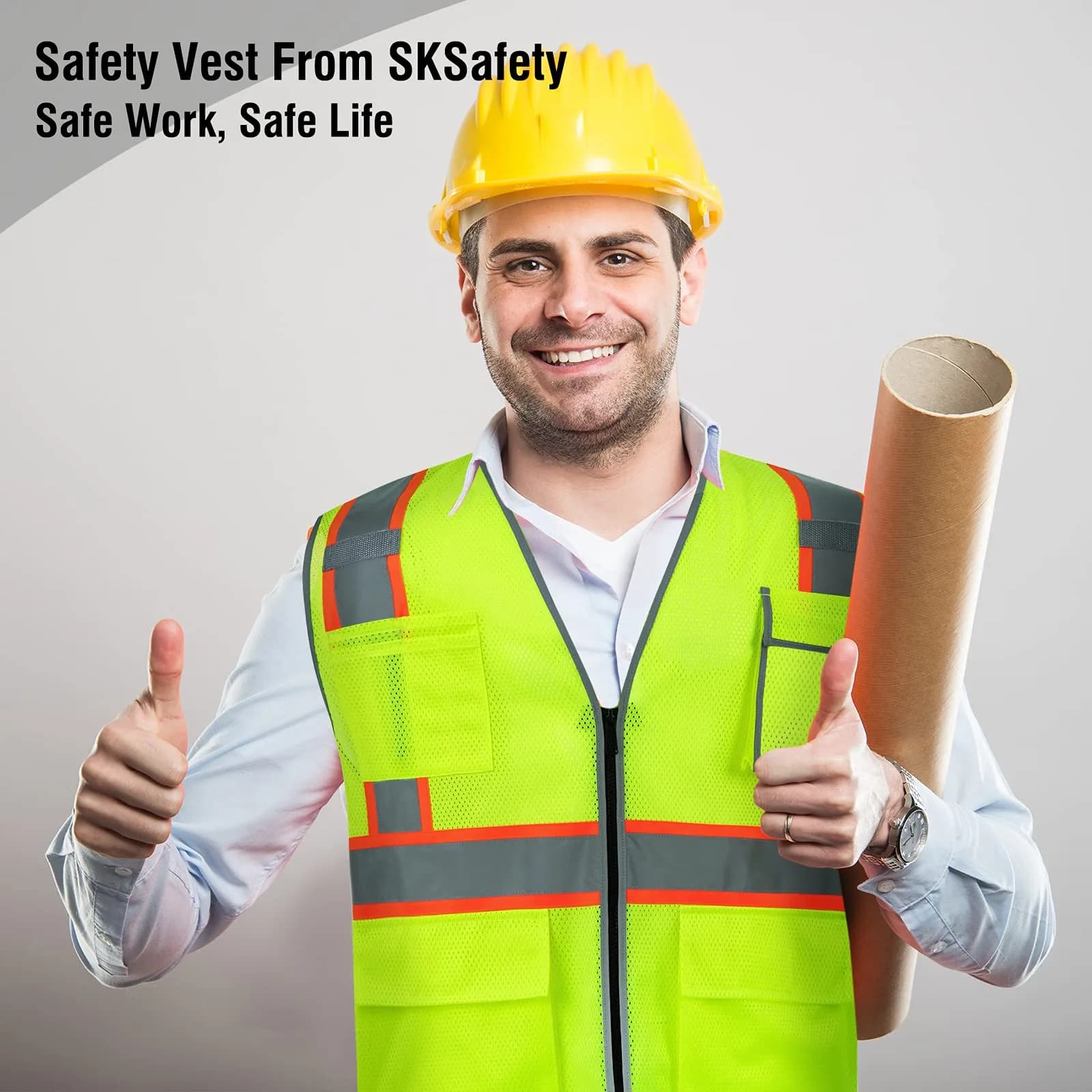 SKSAFETY Class 2 High Visibility Safety Vest 3XL (Lime) | ANSI/ISEA 107-2020 Compliant - view 9