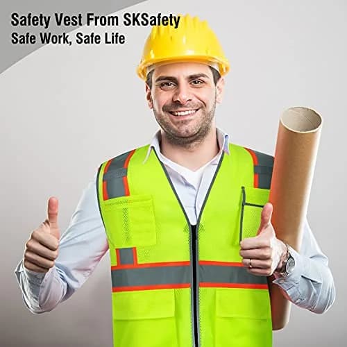 SKSAFETY Class 2 High Visibility Safety Vest 3XL (Lime) | ANSI/ISEA 107-2020 Compliant thumbnail 9