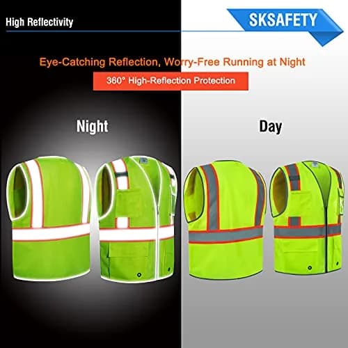SKSAFETY Class 2 High Visibility Safety Vest 3XL (Lime) | ANSI/ISEA 107-2020 Compliant thumbnail 2