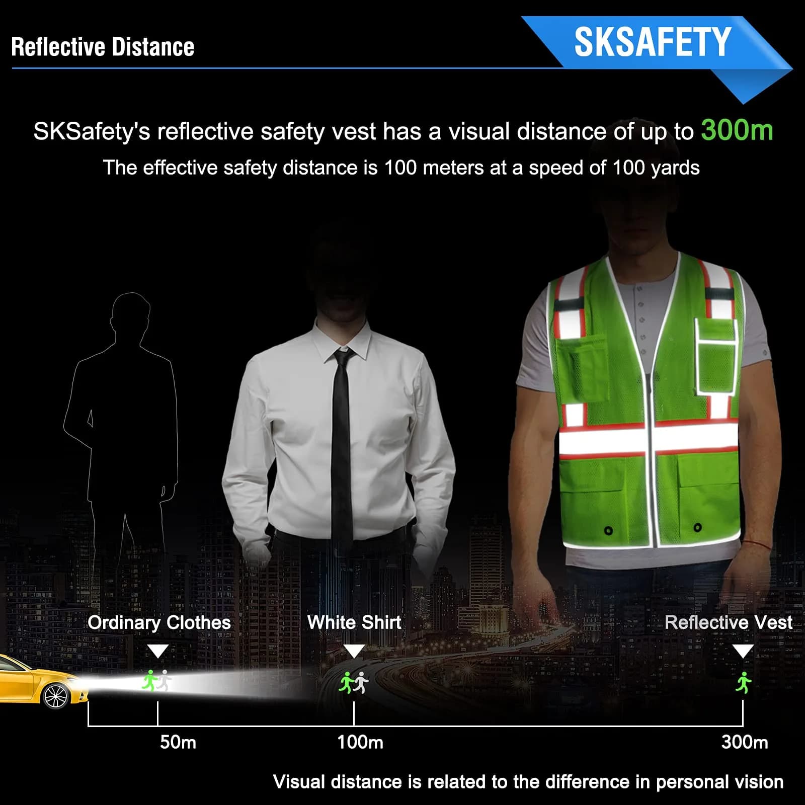 SKSAFETY Class 2 High Visibility Safety Vest 3XL (Lime) | ANSI/ISEA 107-2020 Compliant - view 3
