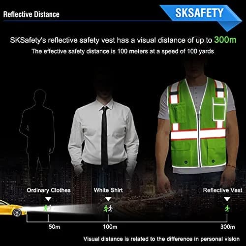SKSAFETY Class 2 High Visibility Safety Vest 3XL (Lime) | ANSI/ISEA 107-2020 Compliant thumbnail 3