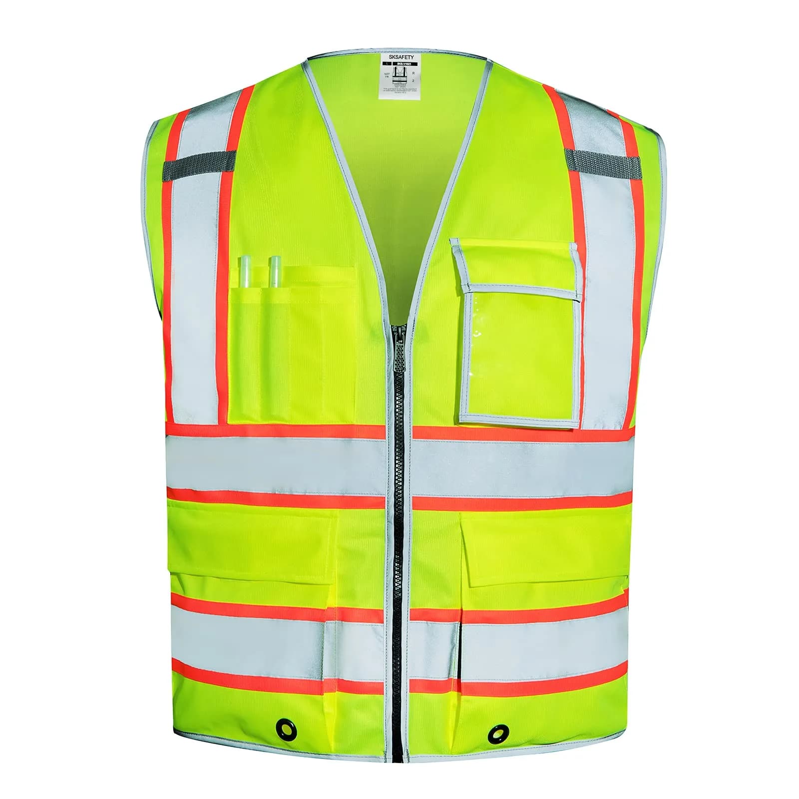 SKSAFETY Class 2 High Visibility Safety Vest XL | ANSI/ISEA 107-2020 Compliant with 360° Reflective Strips