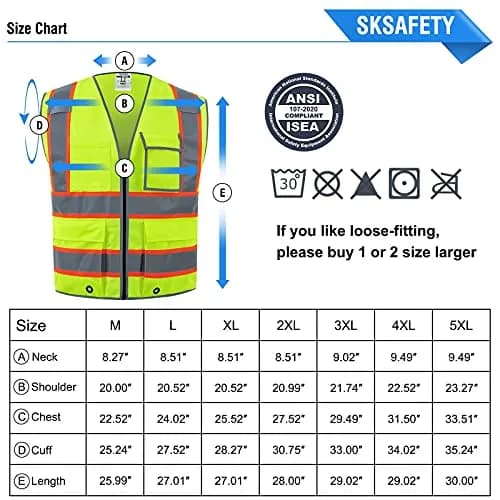SKSAFETY Class 2 High Visibility Safety Vest XL | ANSI/ISEA 107-2020 Compliant with 360° Reflective Strips thumbnail 7