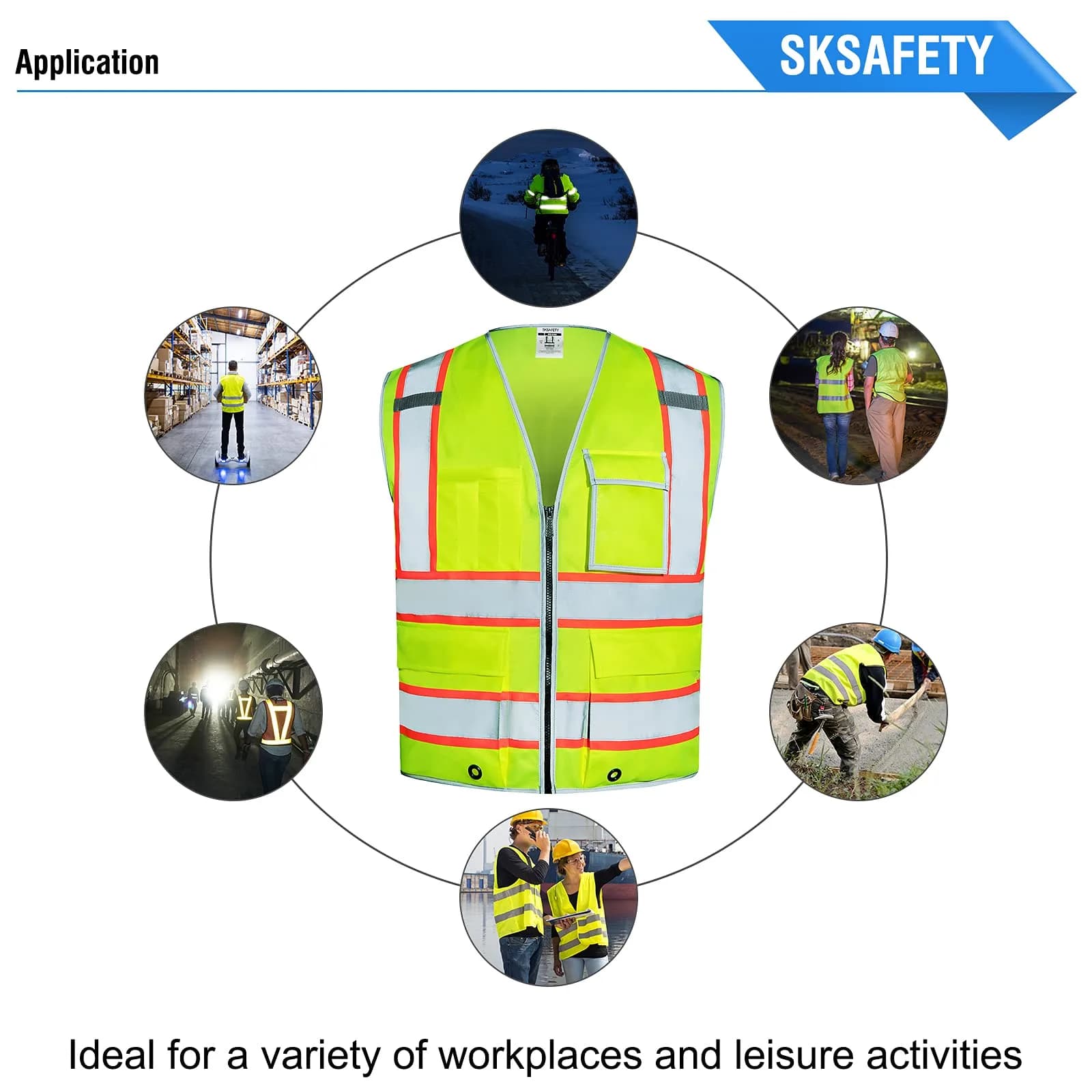 SKSAFETY Class 2 High Visibility Safety Vest XL | ANSI/ISEA 107-2020 Compliant with 360° Reflective Strips - view 8