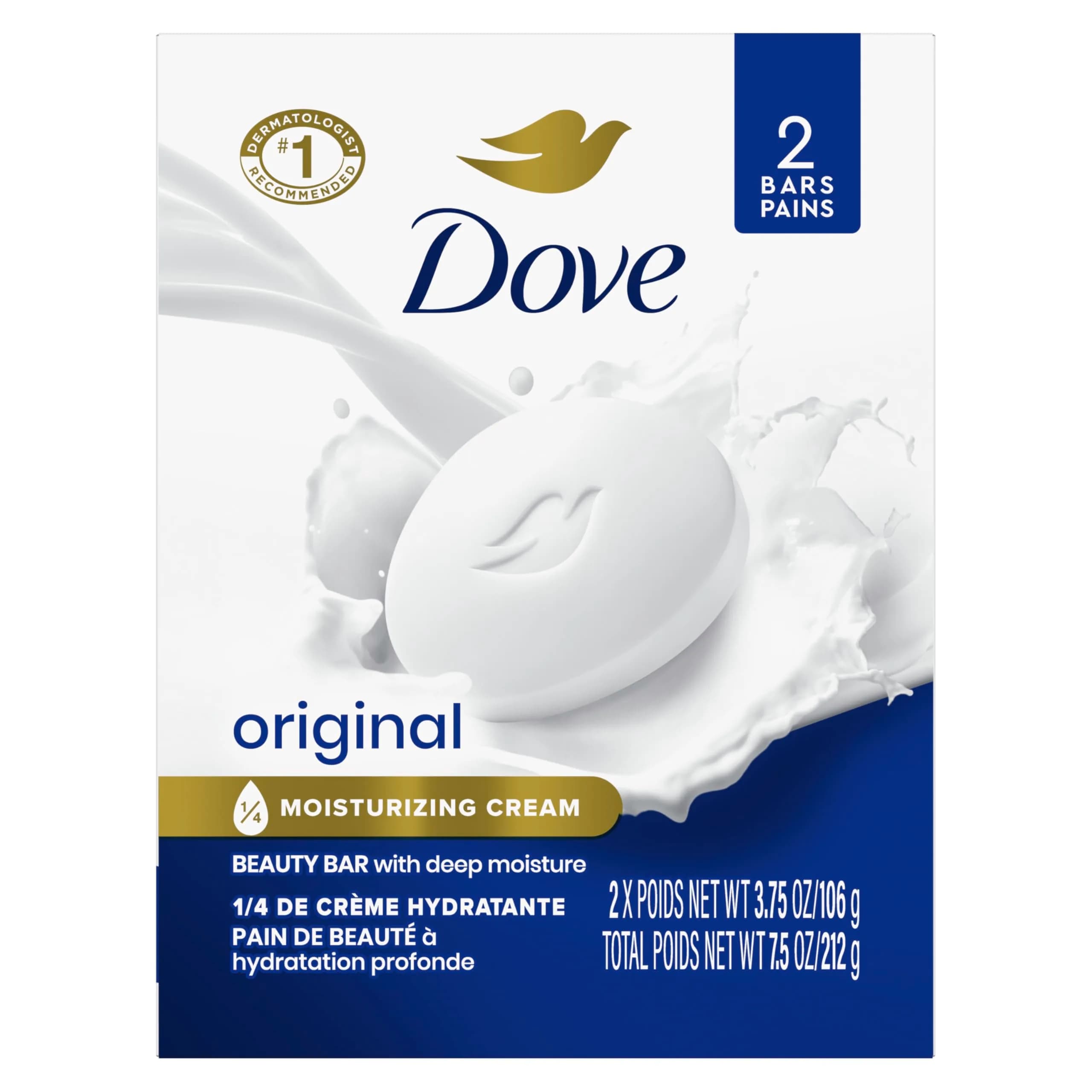 Dove Original Beauty Bar Soap 3.75 oz (106 g) Pack of 24 | Dermatologist Recommended Gentle Cleanser - main product image