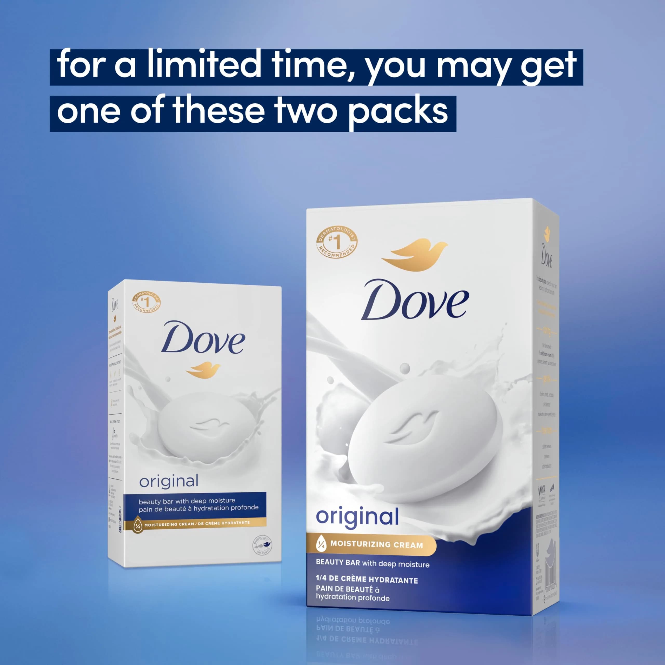 Dove Original Beauty Bar Soap 3.75 oz (106 g) Pack of 24 | Dermatologist Recommended Gentle Cleanser - view 2