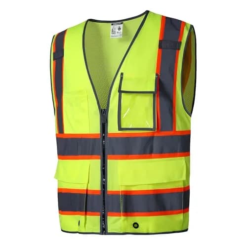 SKSAFETY High Visibility Safety Vest with Zipper, Class 2 ANSI/ISEA Standard, 5XL Lime thumbnail 1