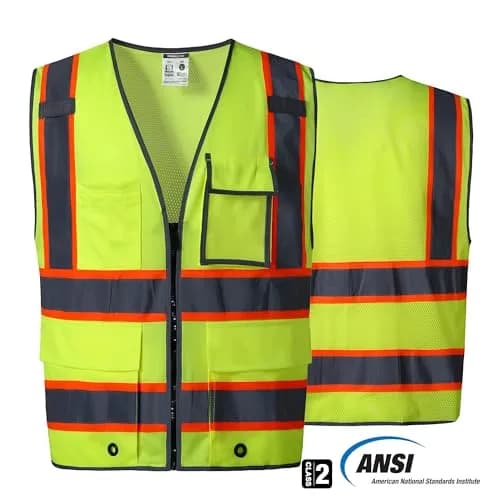 SKSAFETY High Visibility Safety Vest with Zipper, Class 2 ANSI/ISEA Standard, 5XL Lime thumbnail 3