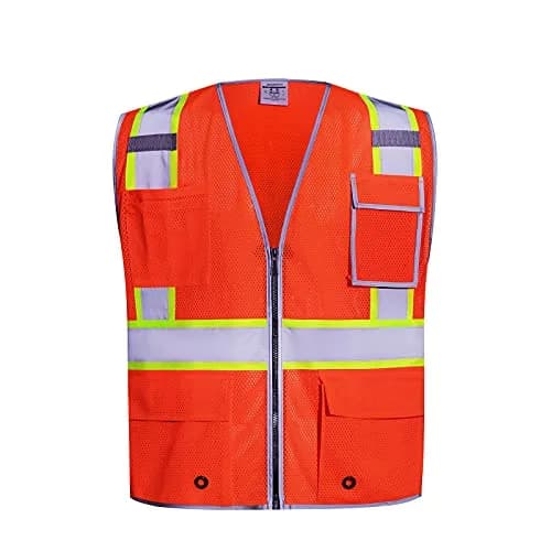 SKSAFETY High Visibility Class 2 Safety Vest Orange 2XL | ANSI/ISEA 107-2020 Compliant thumbnail 1