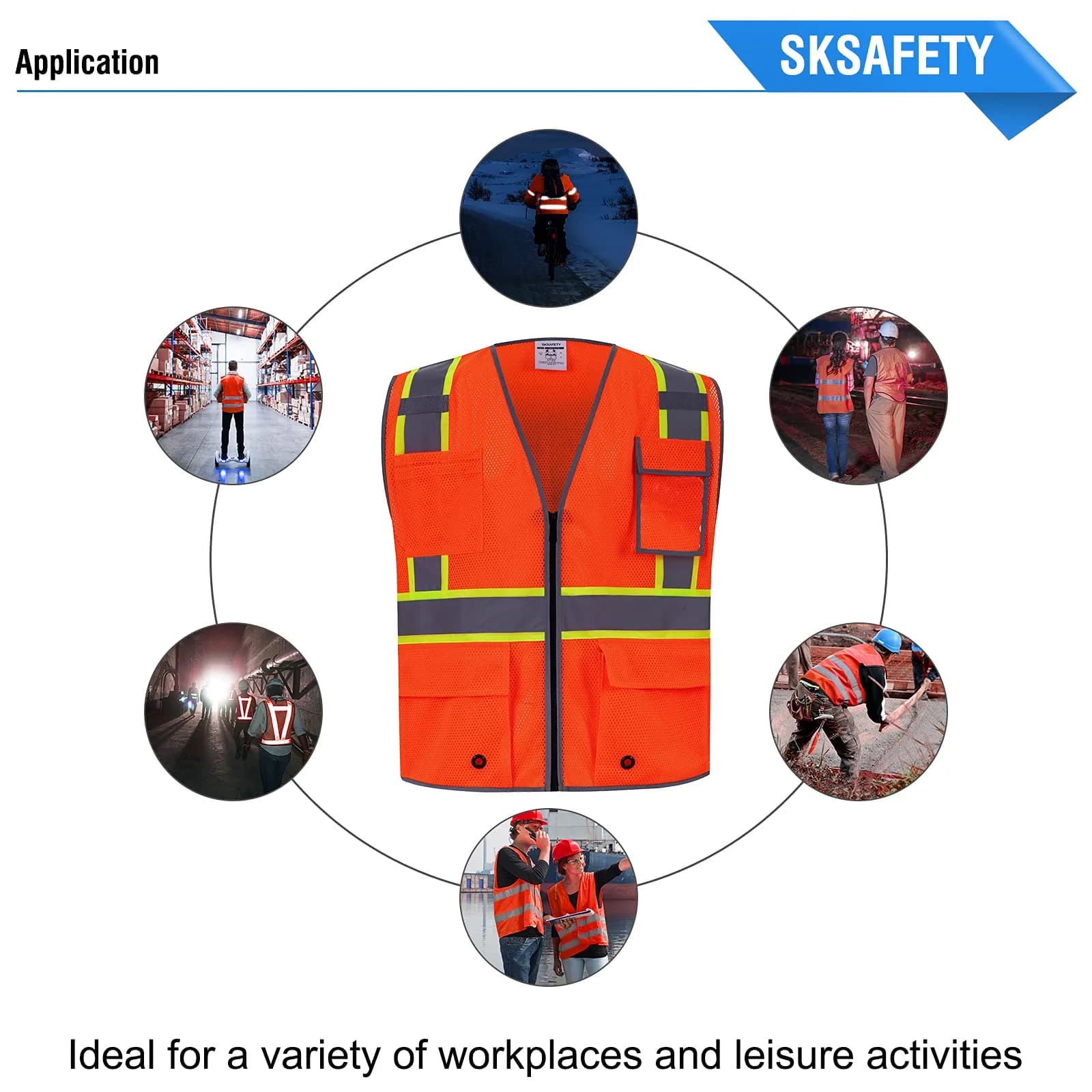 SKSAFETY High Visibility Class 2 Safety Vest Orange 2XL | ANSI/ISEA 107-2020 Compliant - view 8