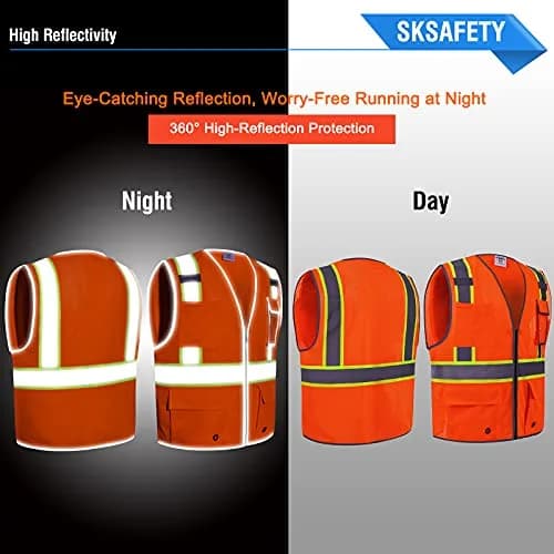 SKSAFETY High Visibility Class 2 Safety Vest Orange 2XL | ANSI/ISEA 107-2020 Compliant thumbnail 2