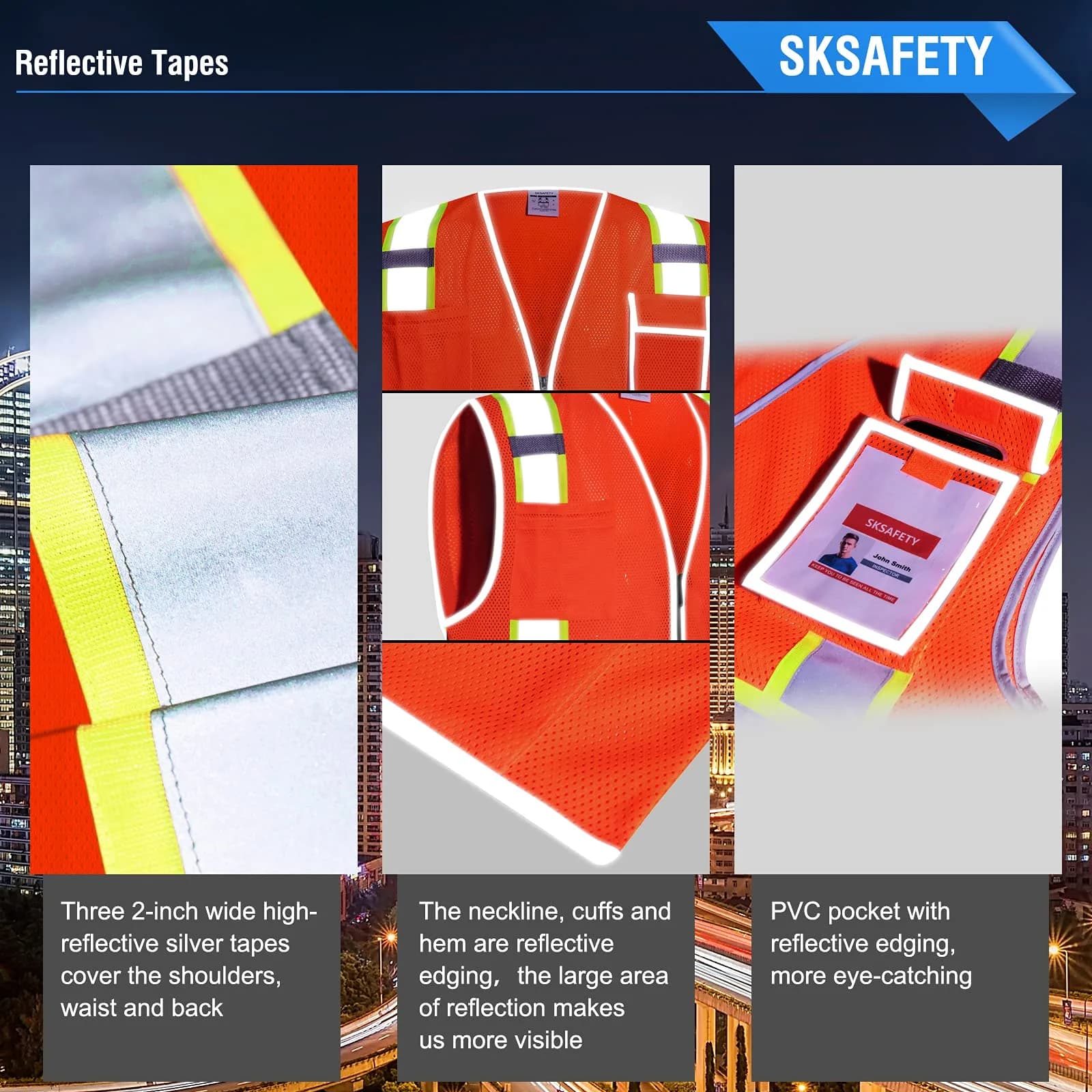 SKSAFETY High Visibility Class 2 Safety Vest Orange 2XL | ANSI/ISEA 107-2020 Compliant - view 4