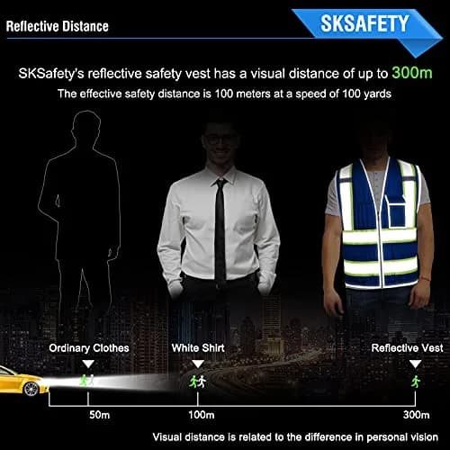 SKSAFETY Blue Hi-Vis Safety Vest with Zipper, ANSI/ISEA Class 2, 3XL (3XL) thumbnail 3
